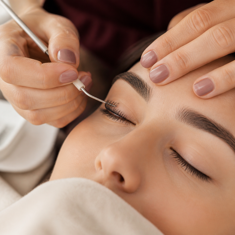 Lifting de pestañas natural en estudio de belleza